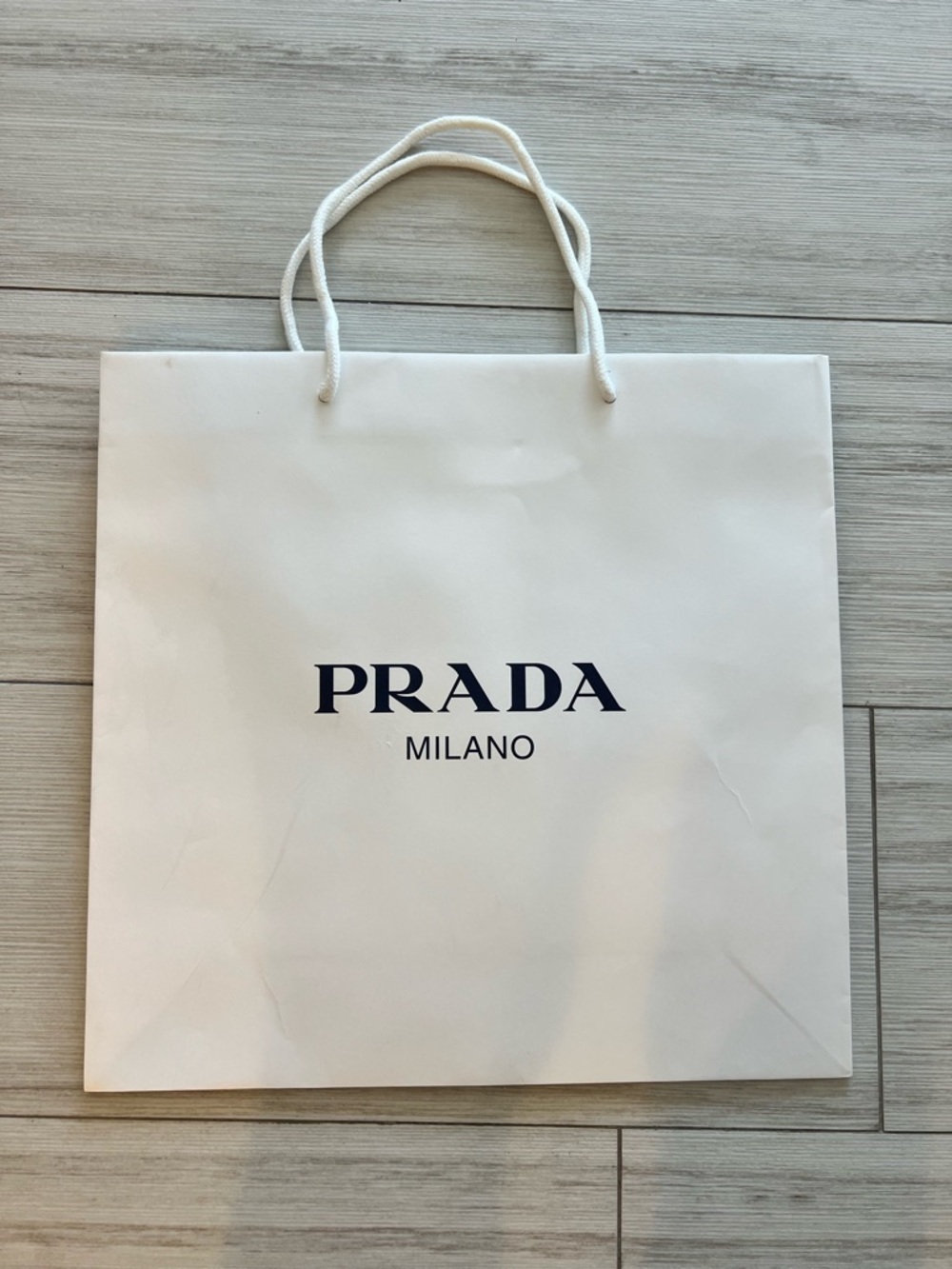 Prada White Milano Logo Shopping Bag
